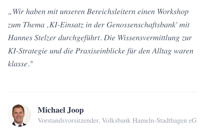 Testimonial Michael Joop, Volksbank Hameln-Stadthagen eG
